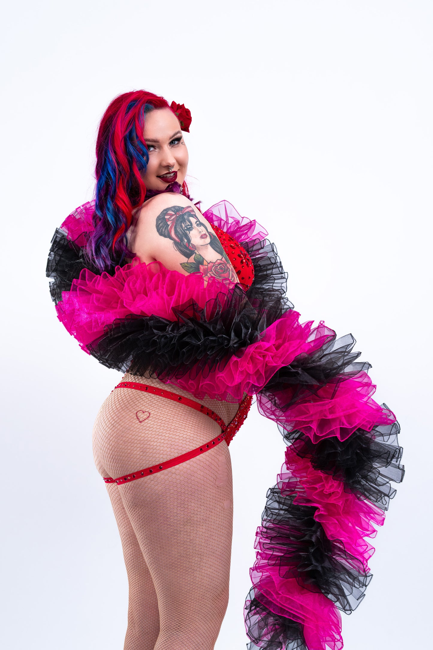 Black and Pink Organza Boa