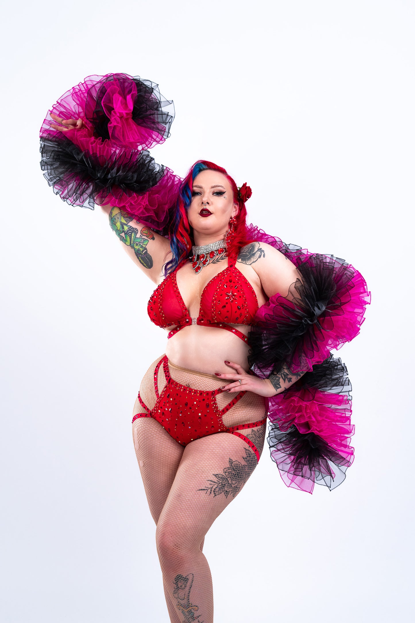 Black and Pink Organza Boa