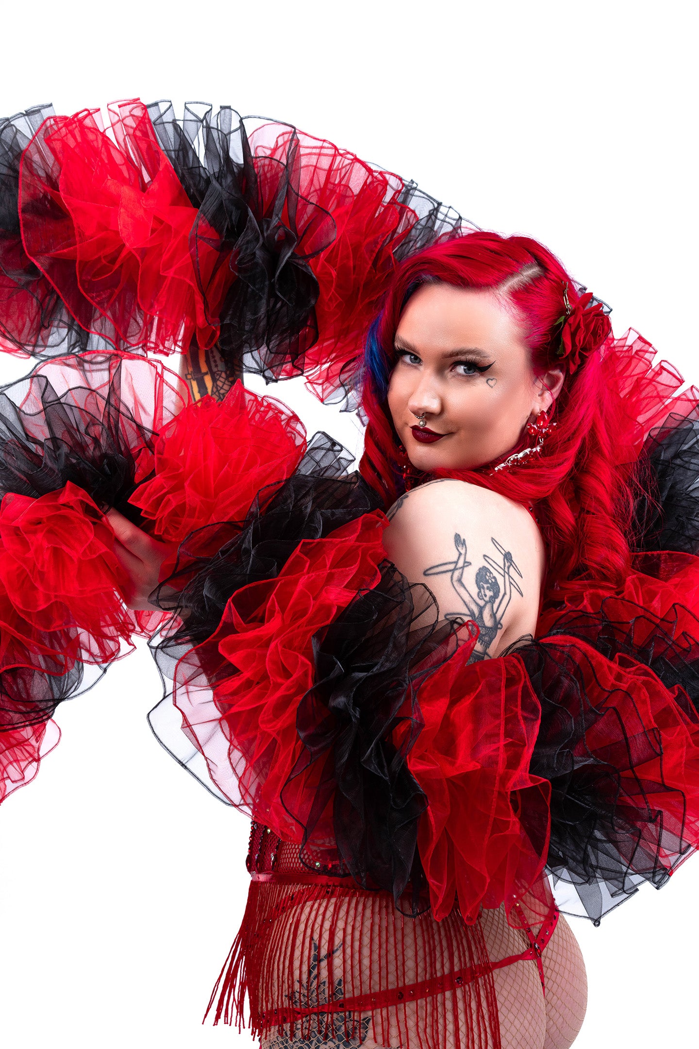 Black and Red Organza Boa