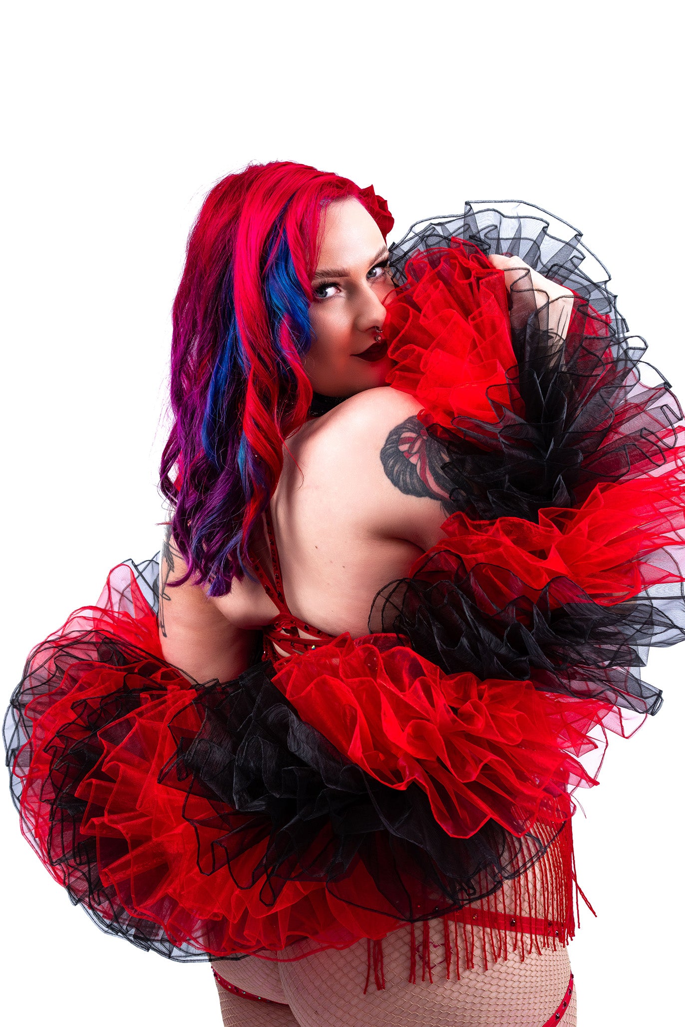 Black and Red Organza Boa