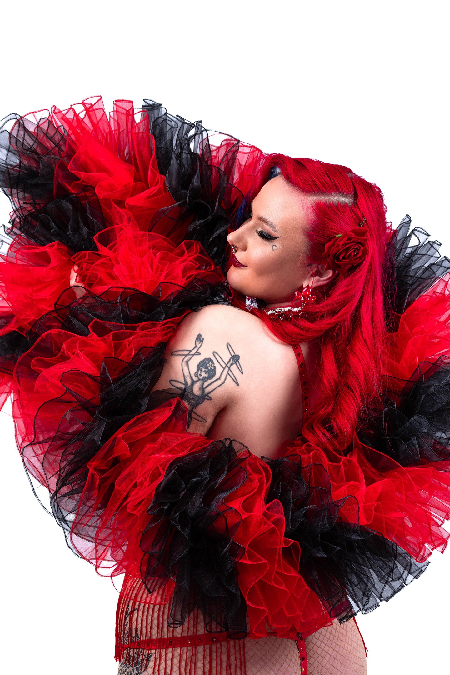 Black and Red Organza Boa