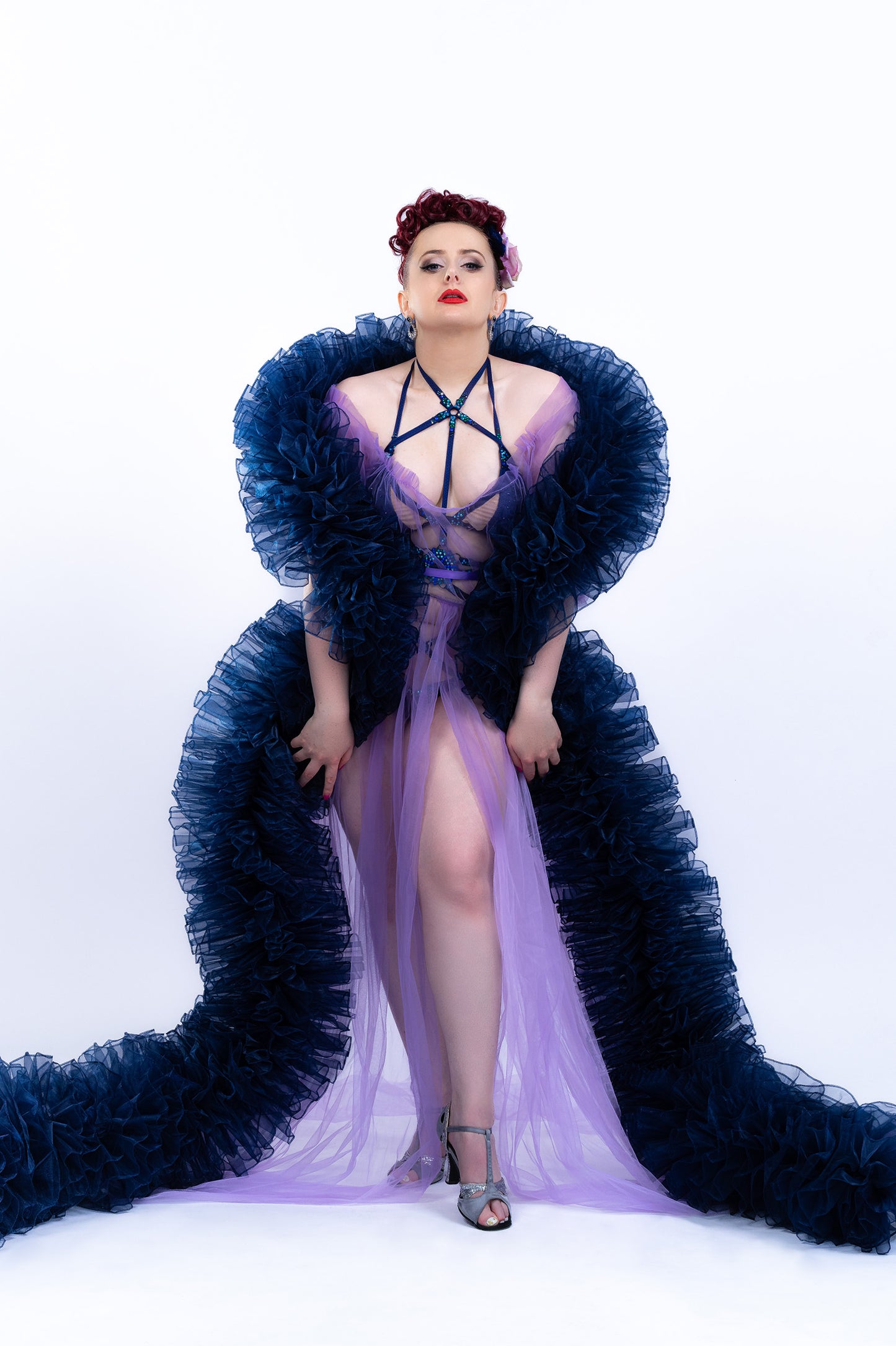 Navy Blue Organza Boa