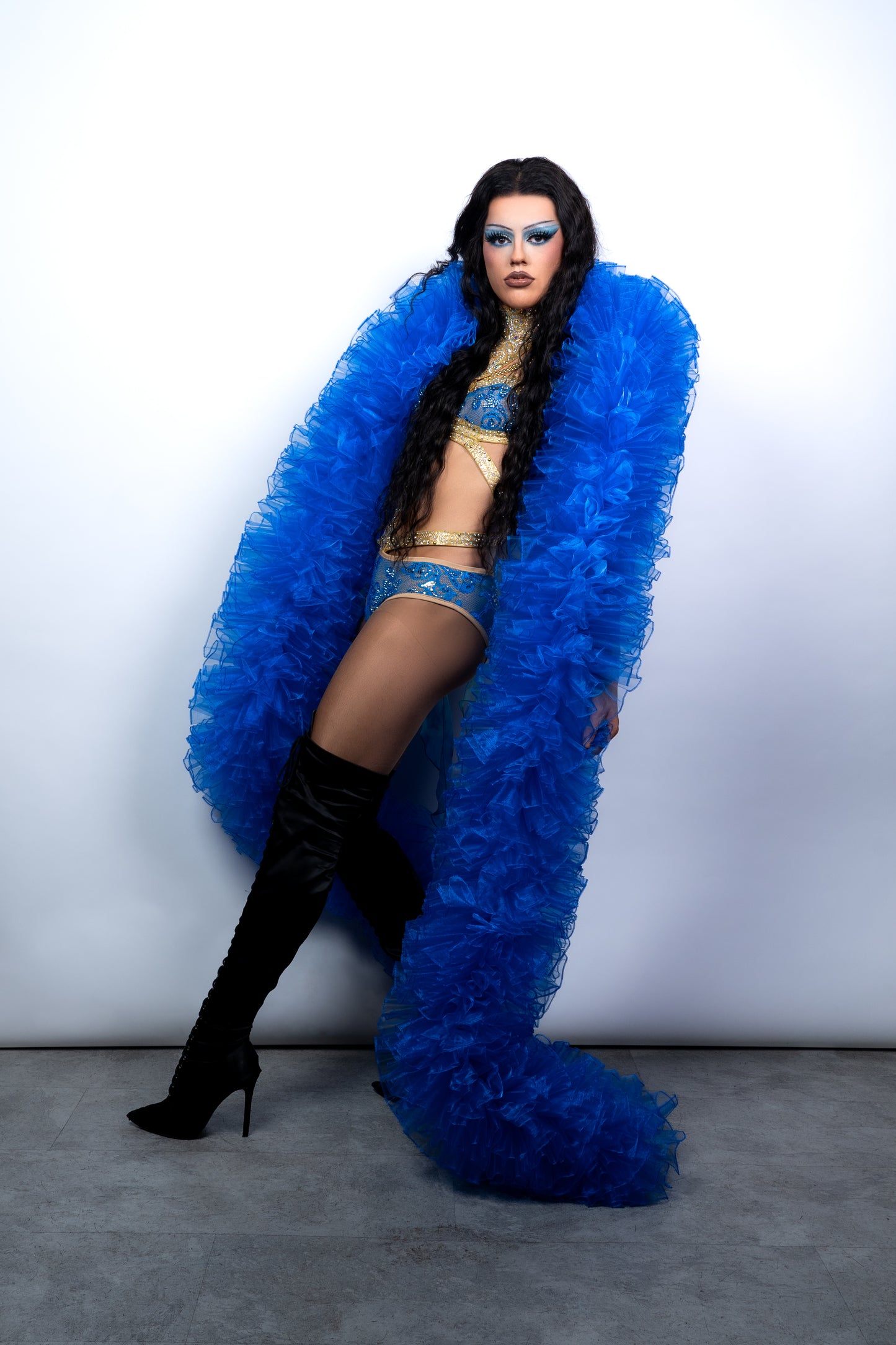 Blue Organza Boa