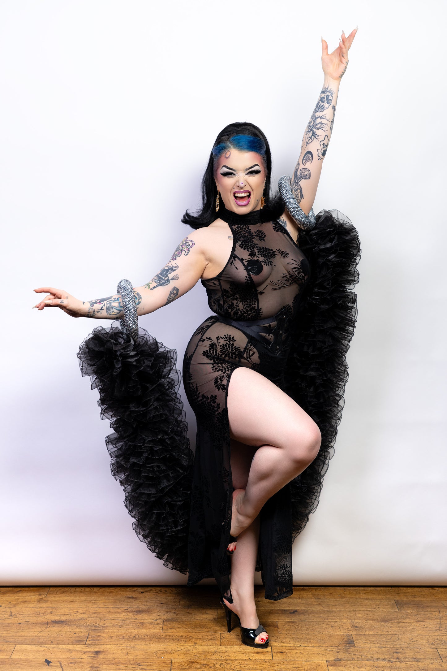 Black Organza Boa with Burlesque Bangles