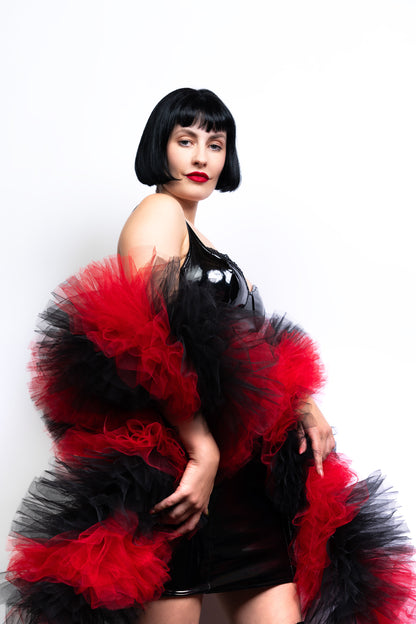 Black and Red Tulle Boa