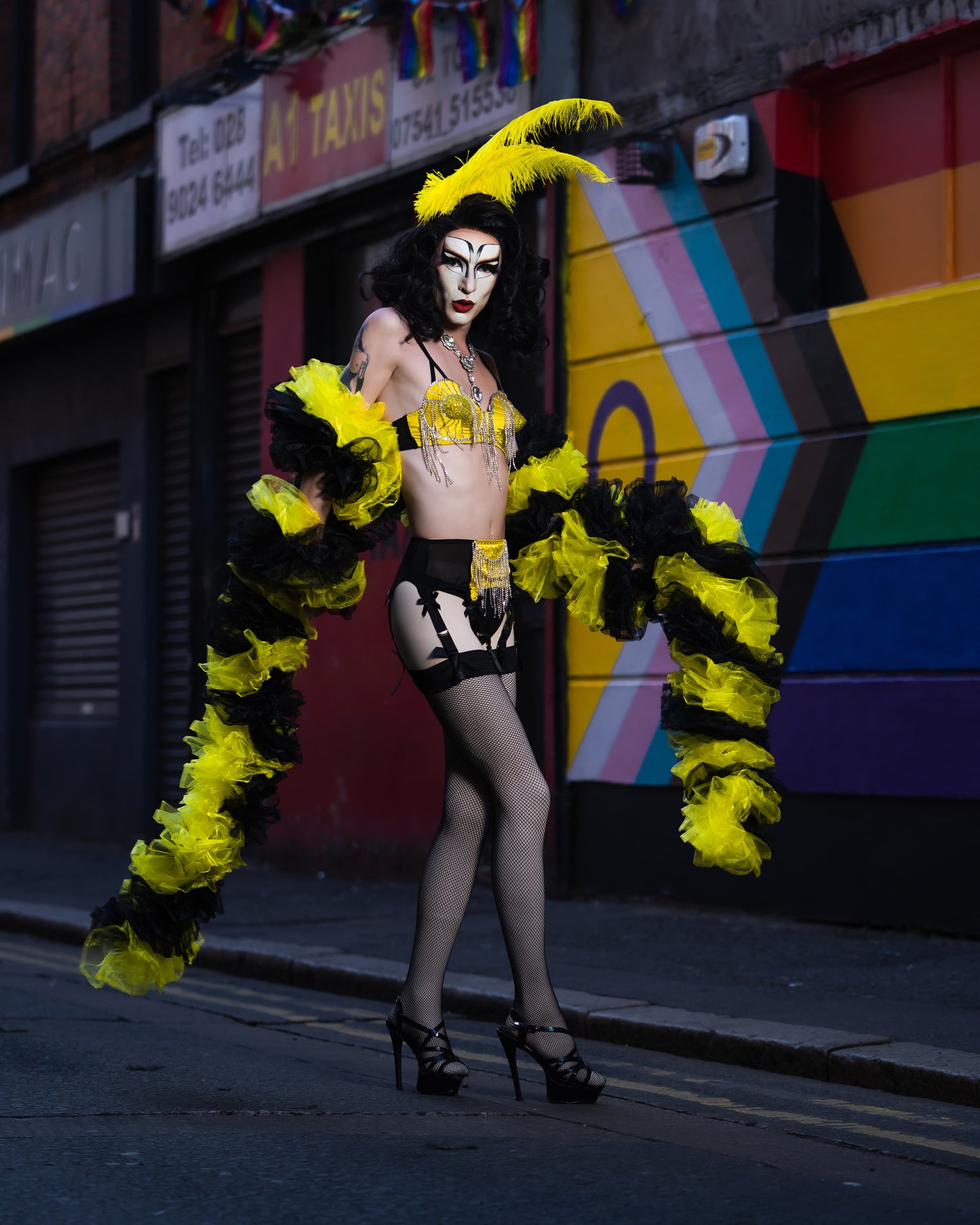 Black and Yellow Organza Boa