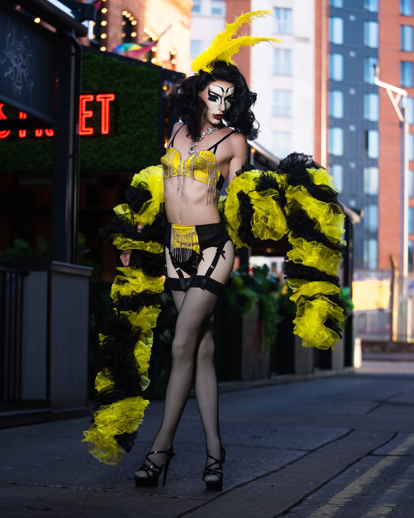 Black and Yellow Organza Boa