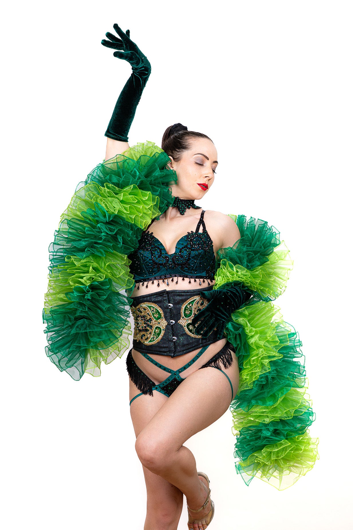 Green Organza Boa - Two Tone