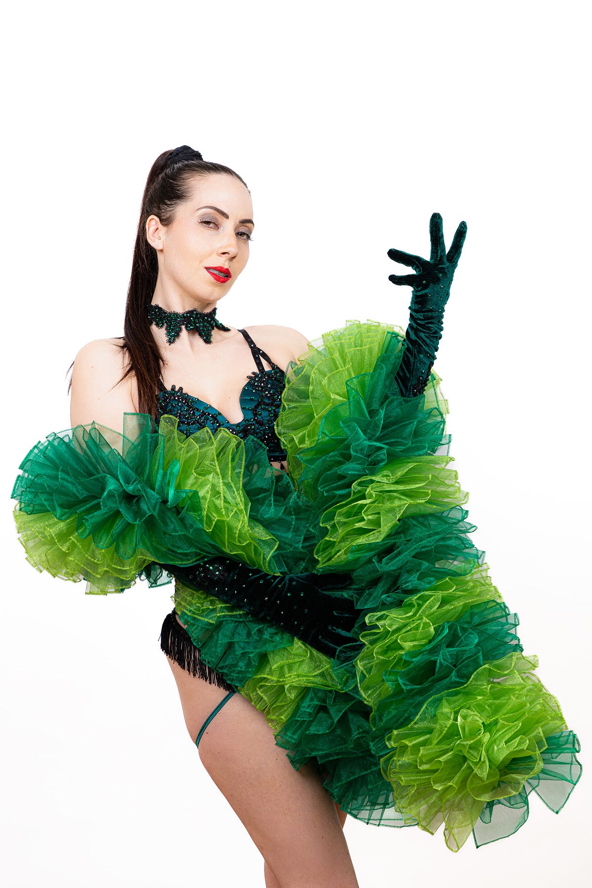 Green Organza Boa - Two Tone