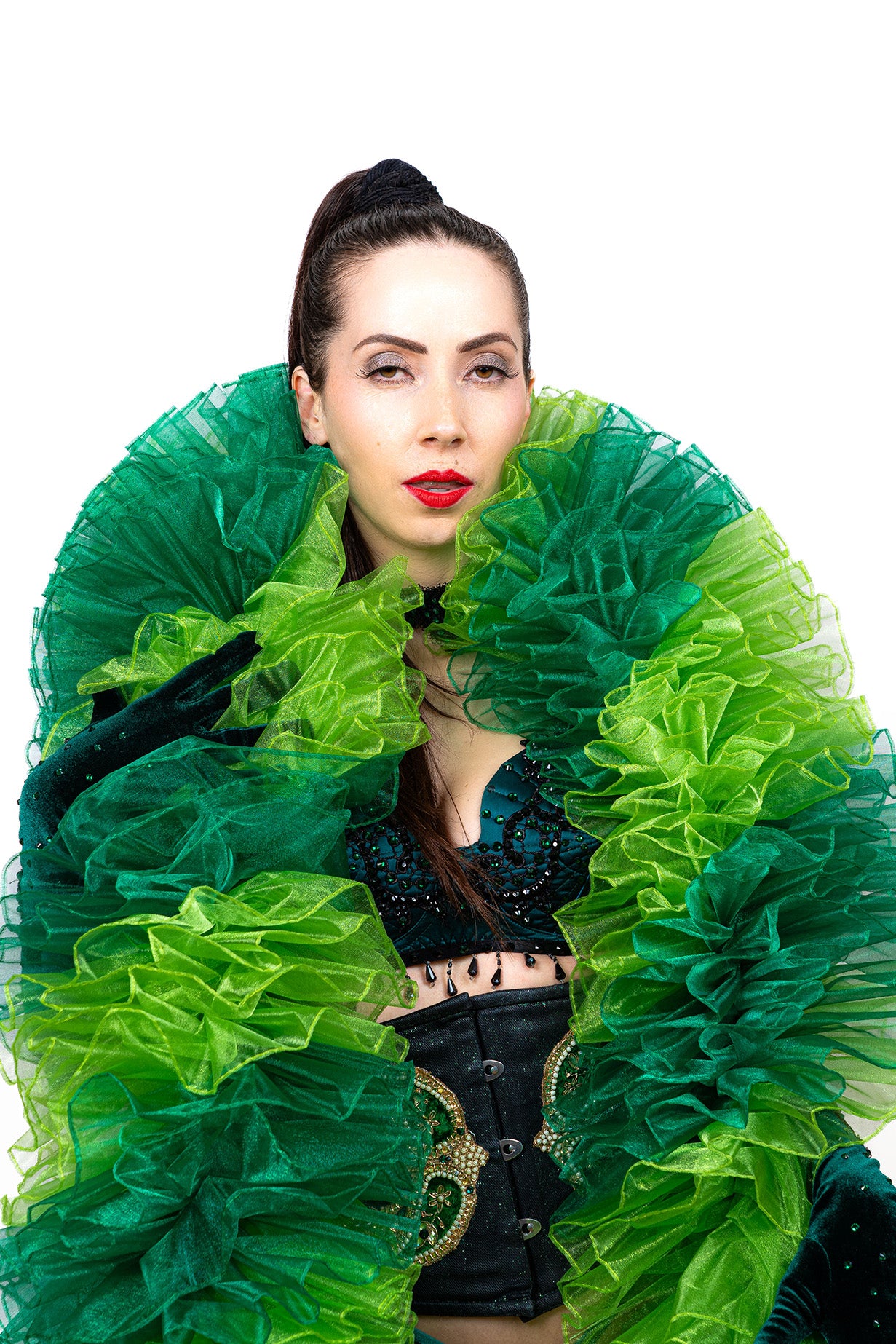 Green Organza Boa - Two Tone