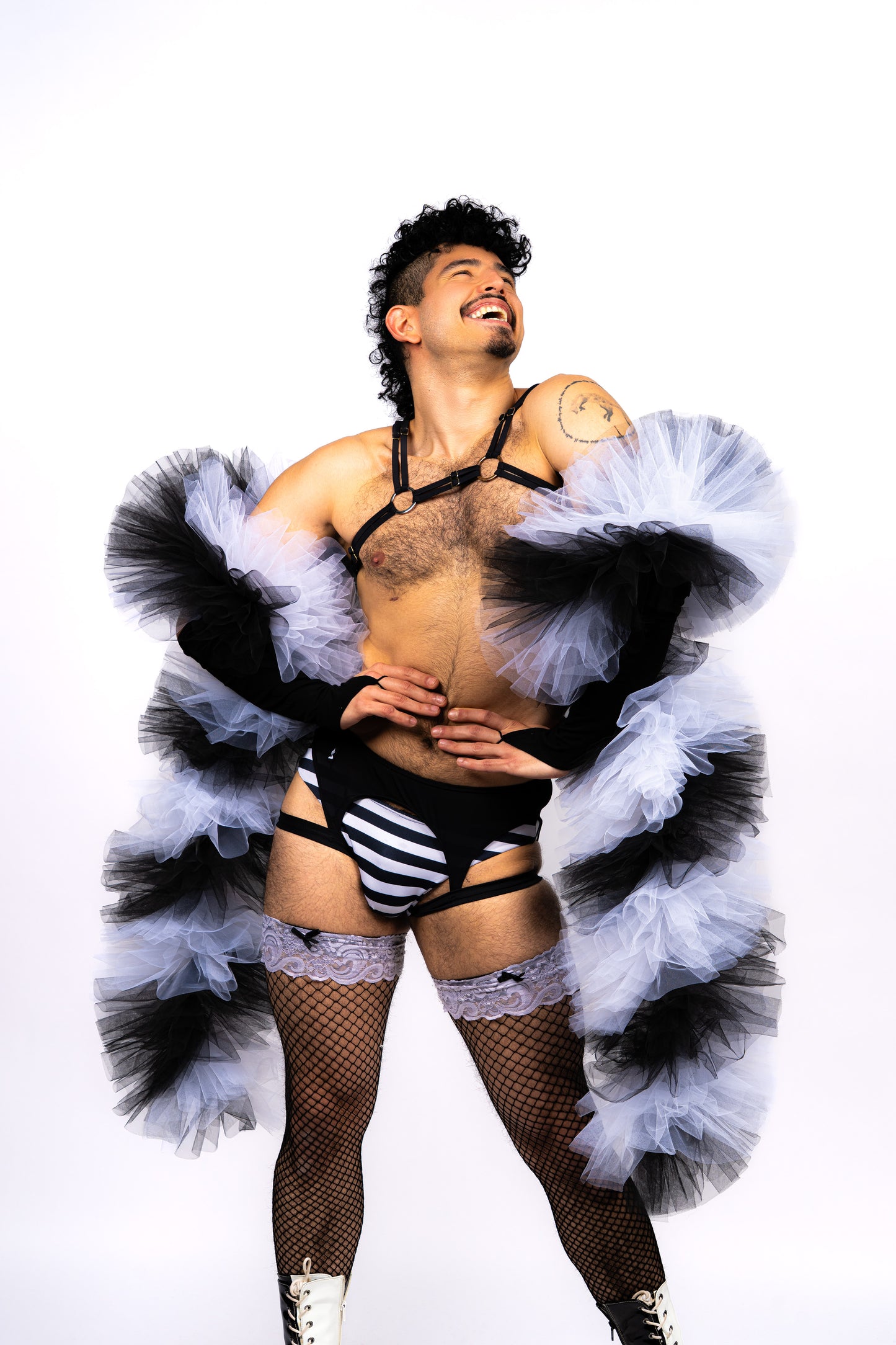 Black and White Tulle Boa