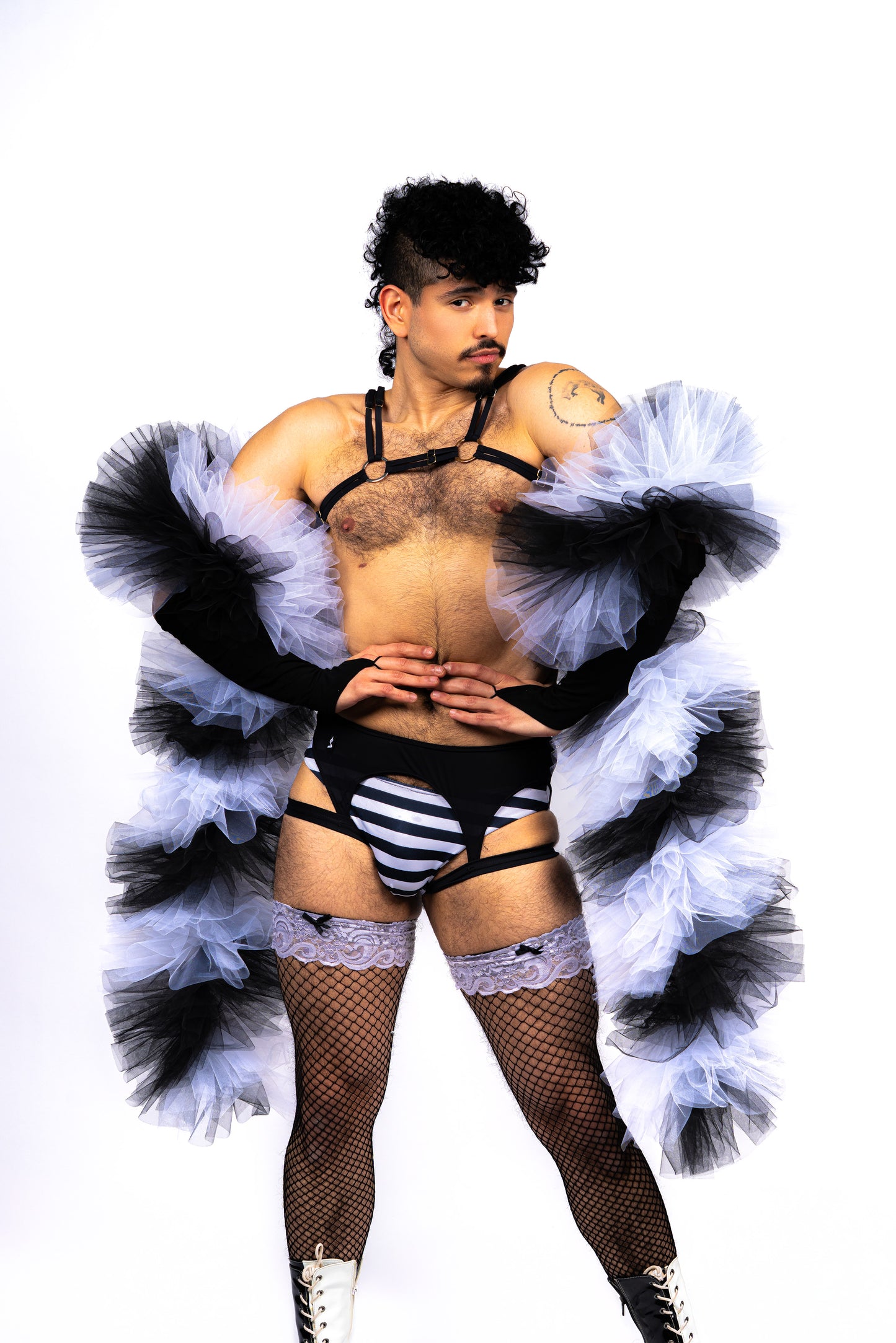 Black and White Tulle Boa