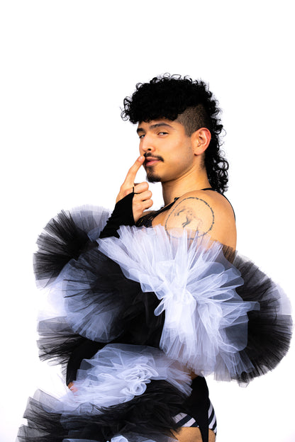 Black and White Tulle Boa