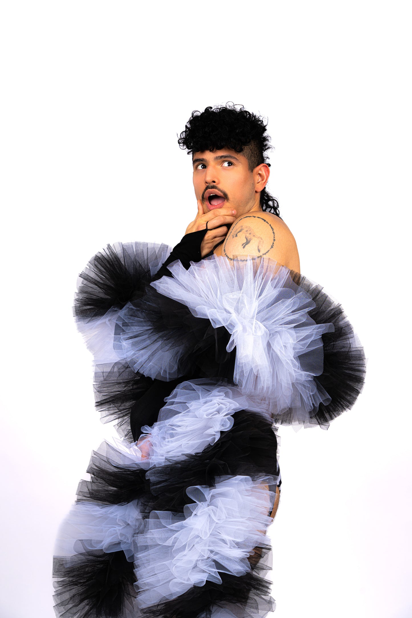 Black and White Tulle Boa