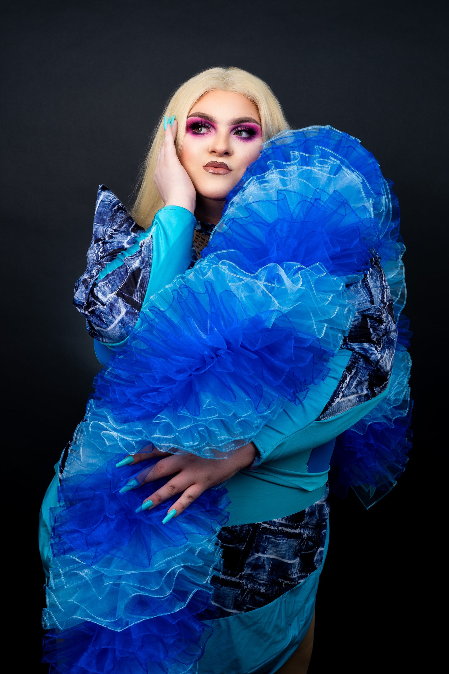Blue Organza Boa - Dual Tone