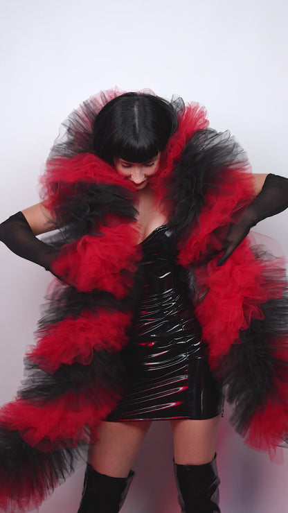 Black and Red Tulle Boa