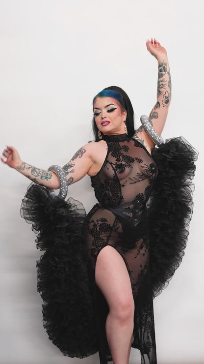 Black Organza Boa with Burlesque Bangles