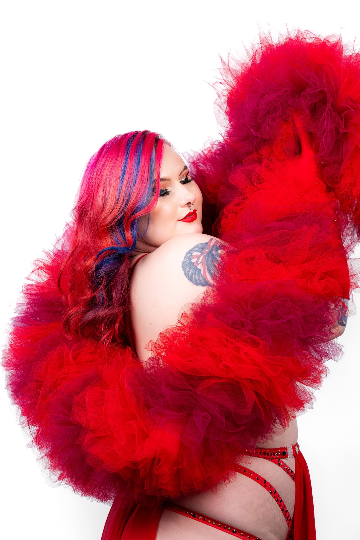 Red Tulle Boa - Dual Tone