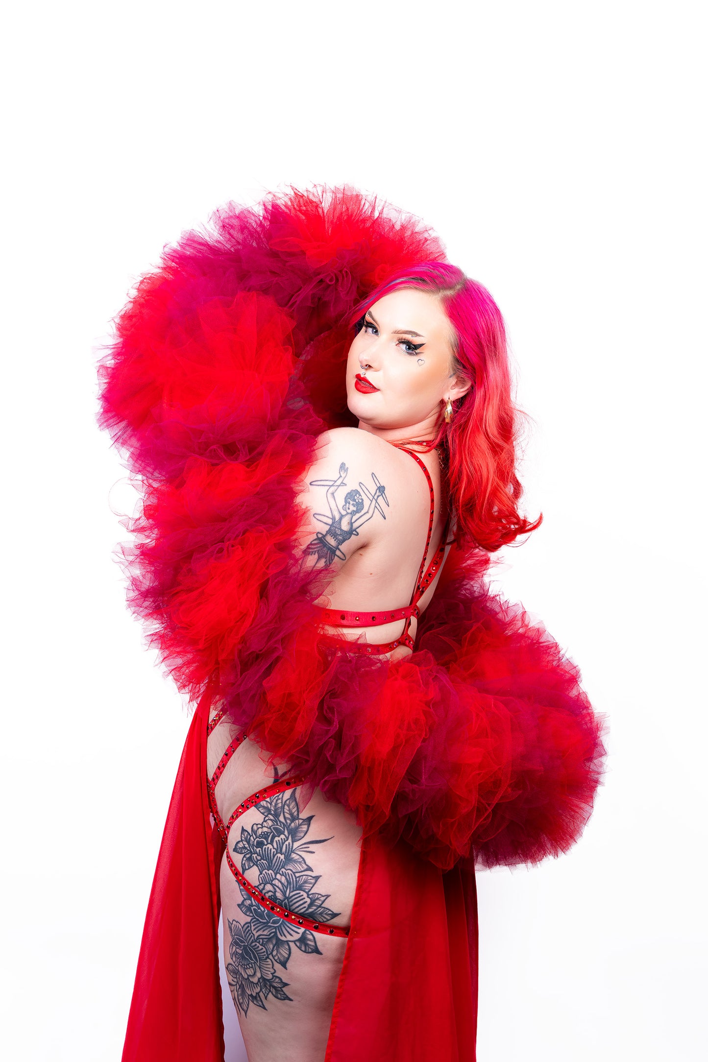 Red Tulle Boa - Dual Tone