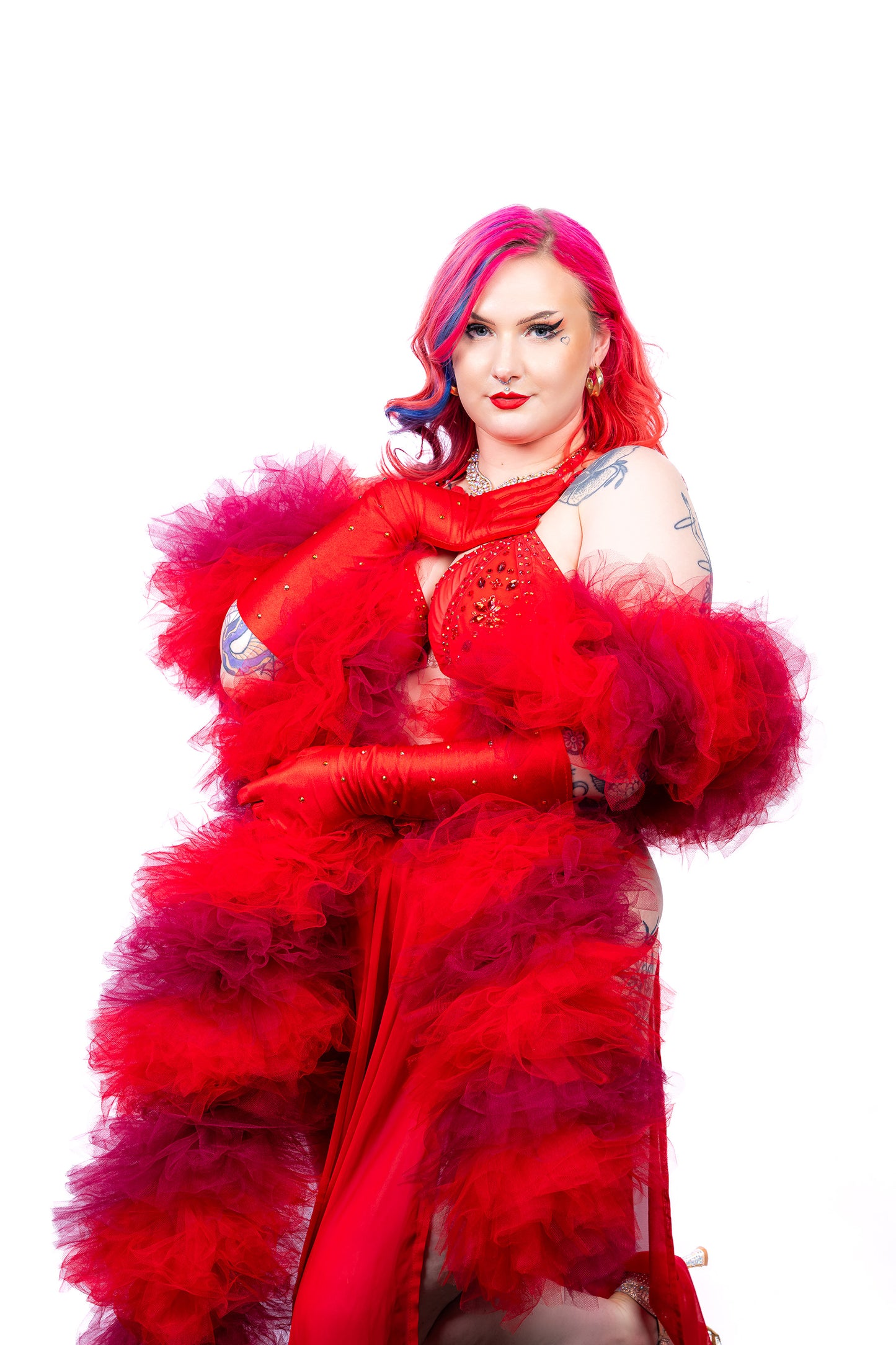 Red Tulle Boa - Dual Tone