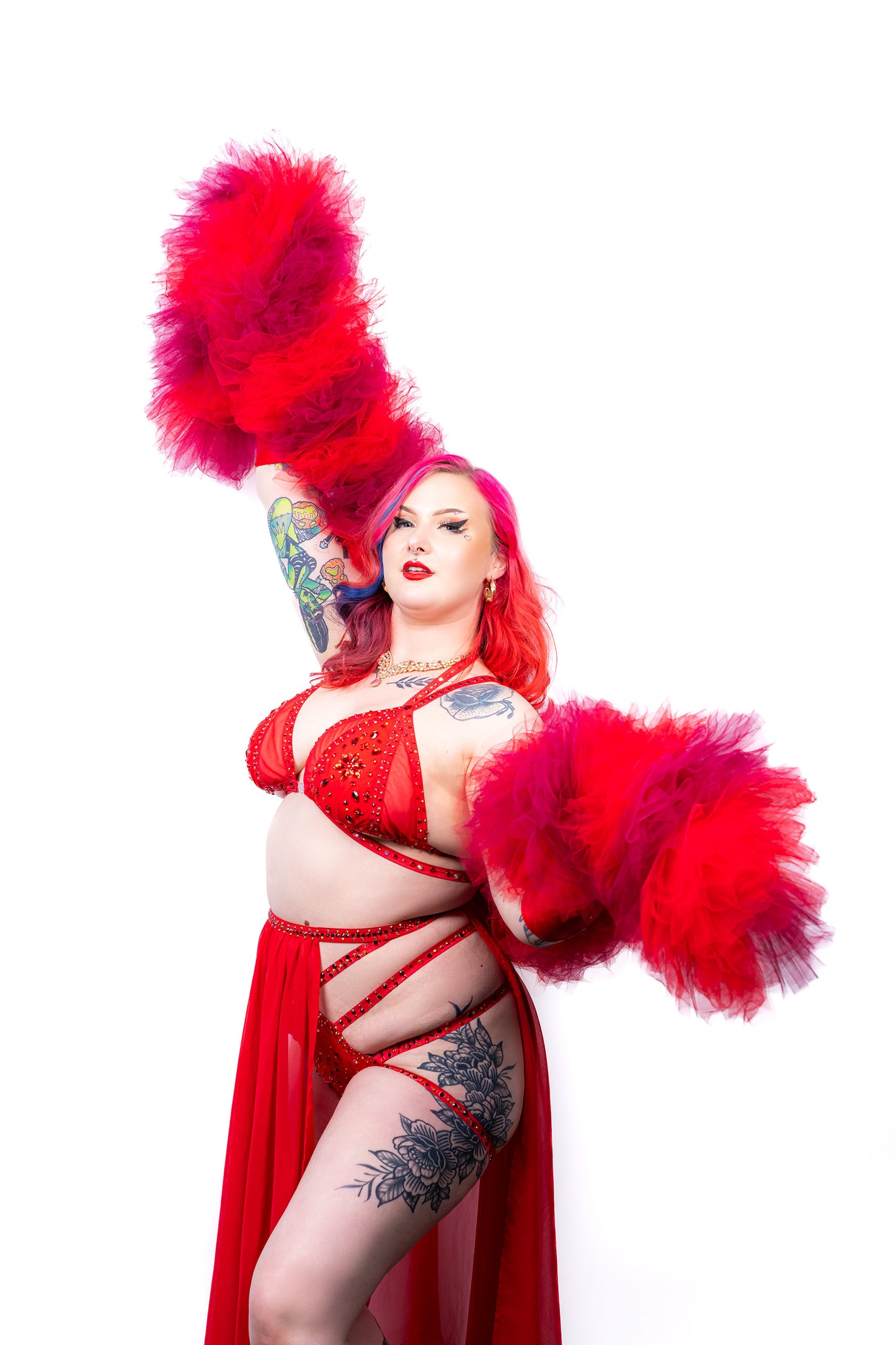 Red Tulle Boa - Dual Tone