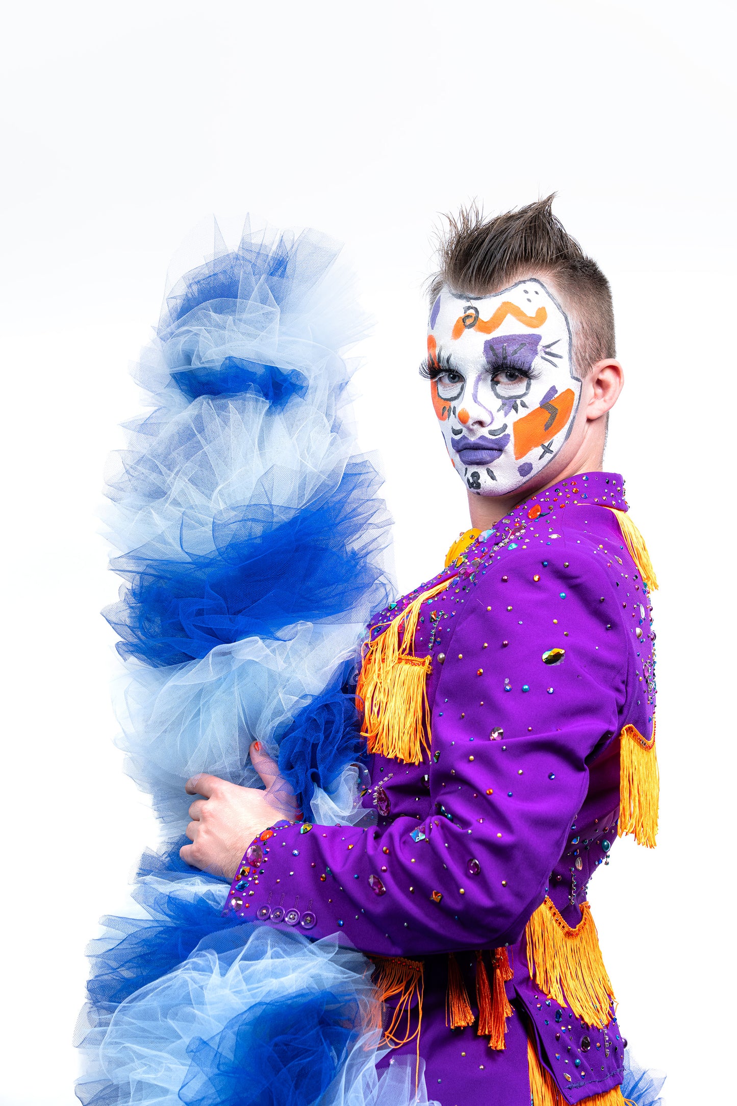 Blue Tulle Boa - Two Tone