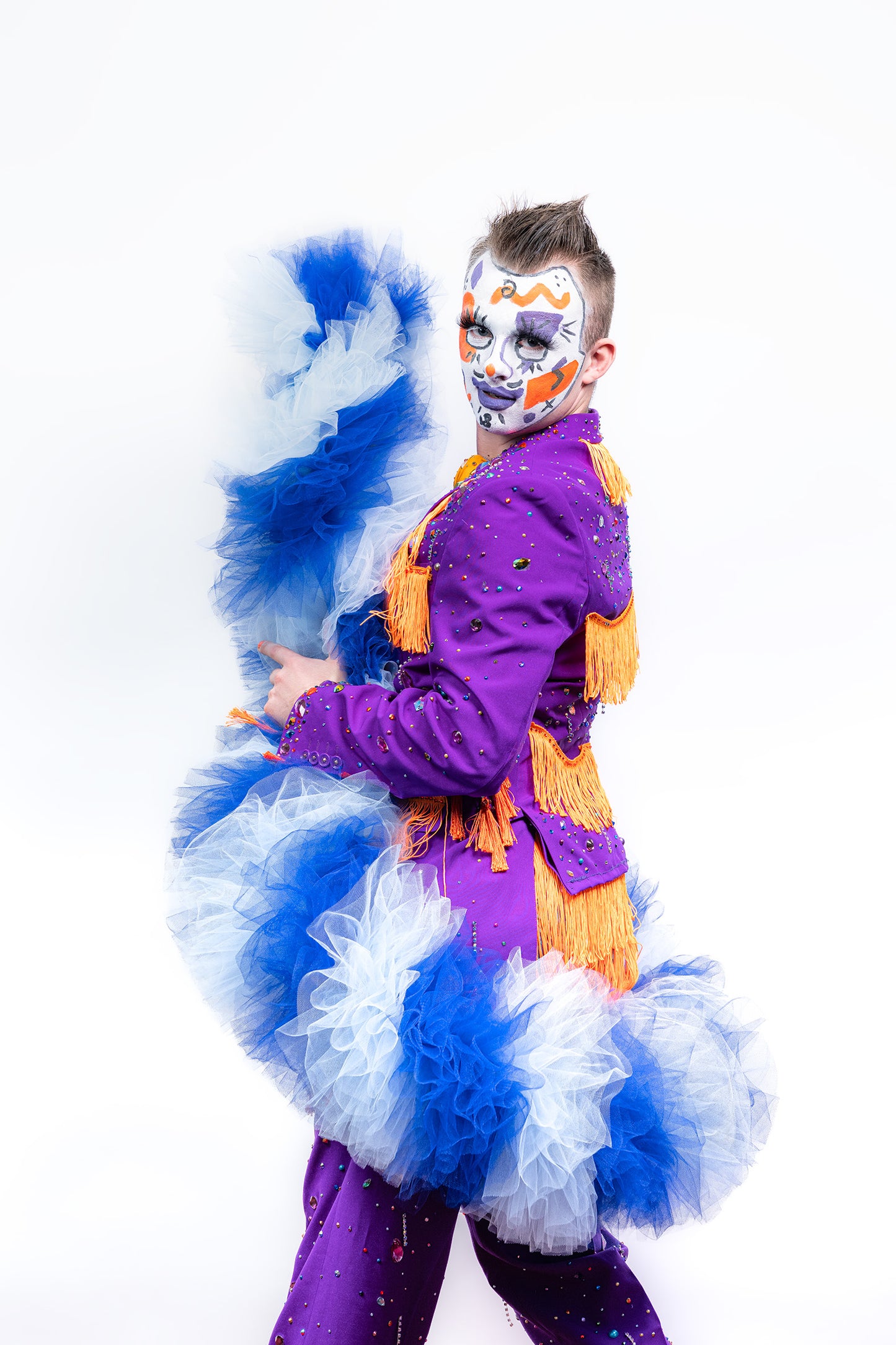 Blue Tulle Boa - Two Tone